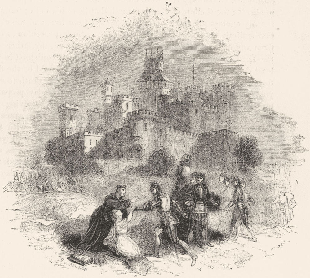 YORKS. Sandal Castle 1845 old antique vintage print picture
